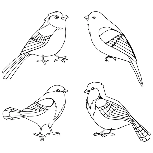 Vector set of decorative birds silhouettes — Stock Vector