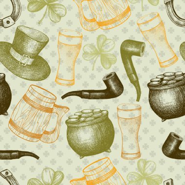çizimler vektör seamless modeli St patrick's day elle çizilmiş