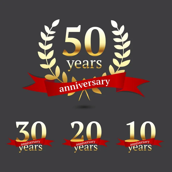 Vector set of anniversary signs — Stock Vector