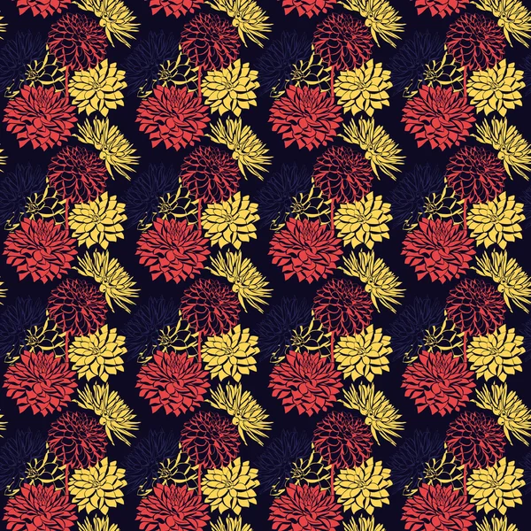 Векторный бесшовный рисунок с декоративными цветами георгины . — стоковый вектор