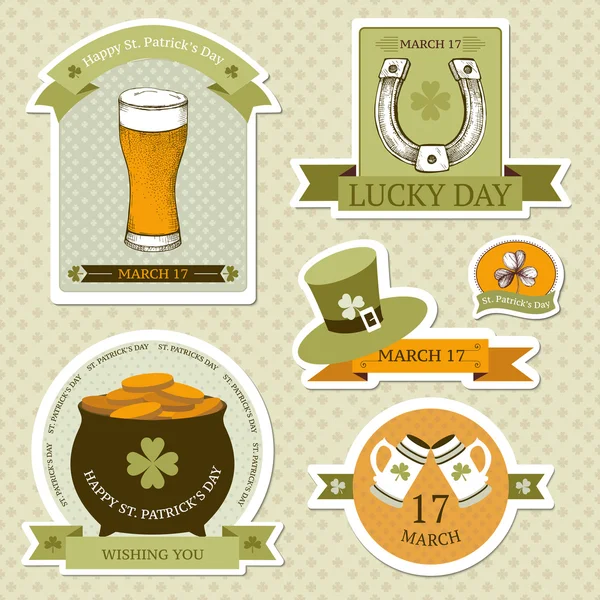 Vector collection of vintage stickers for St. Patrick 's day — стоковый вектор