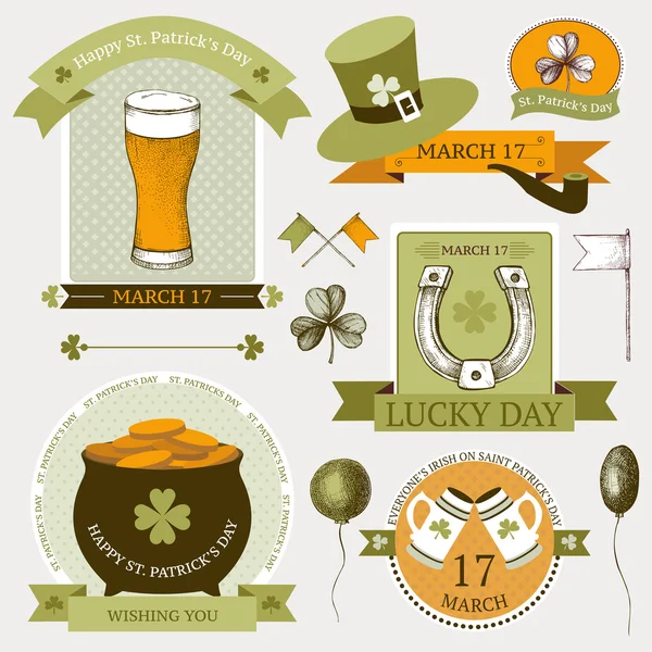 Vector collection of vintage banners for St. Patrick's day — Stock Vector
