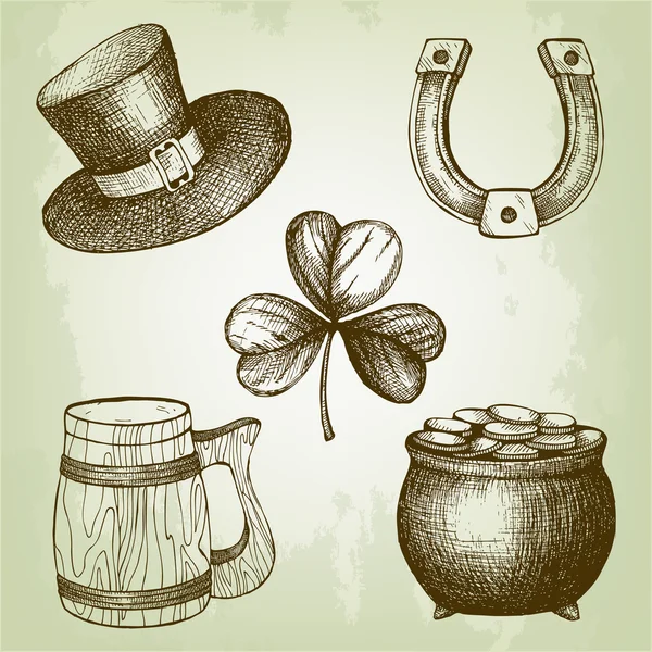 Hand drawn vintage illustrations for St. Patrick's day — Stock Vector