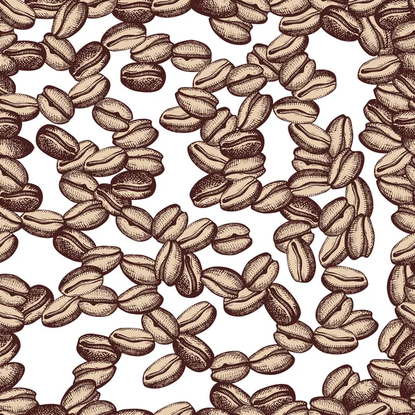 Векторний фон з намальованими руками натуральними кавовими зернами — стоковий вектор