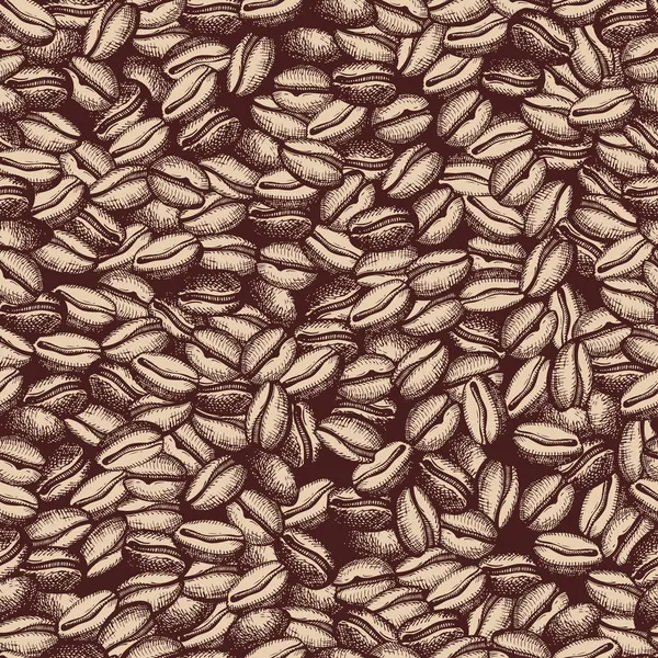 Fondo vectorial con granos de café naturales dibujados a mano — Vector de stock