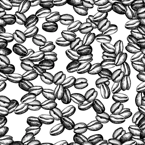 Fondo vectorial con granos de café negro dibujados a mano — Vector de stock