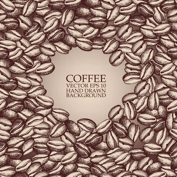 ベクトルの背景の手で描かれた天然のコーヒー豆 — ストックベクタ