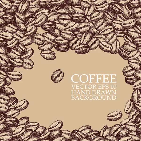 Doğal kahve çekirdekleri vektör arka plan el ile çizilmiş — Stok Vektör