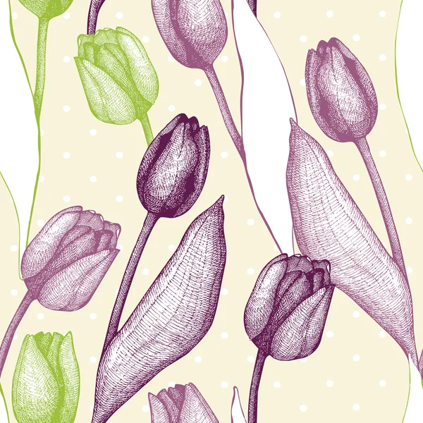 Seamless vector tulip pattern — Stock Vector