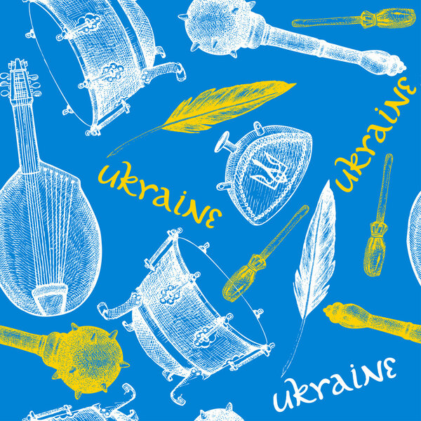 Бесшовный векторный рисунок с традиционными украинскими символами
