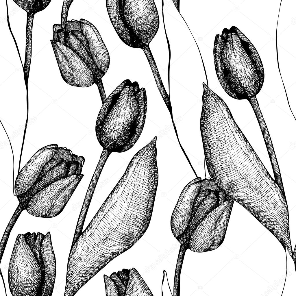 Seamless vector tulip pattern — Stock Vector © geraria #42789823