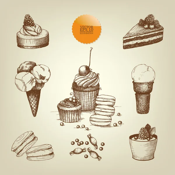 Colección de postres — Vector de stock