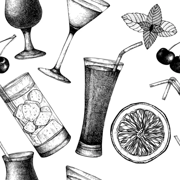 Naadloze cocktails patroon — Stockvector