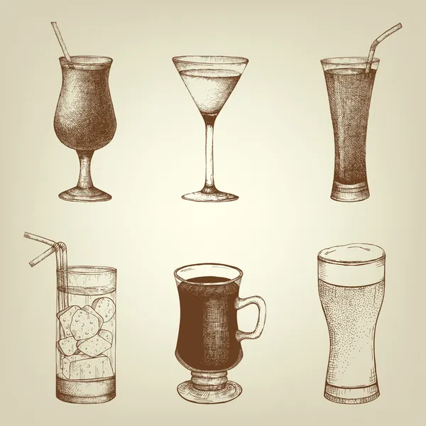 Ensemble de cocktails — Image vectorielle