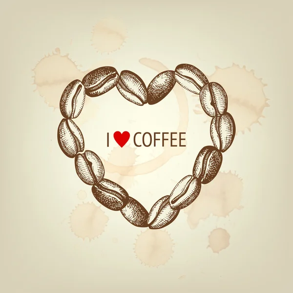 Coeur de café — Image vectorielle