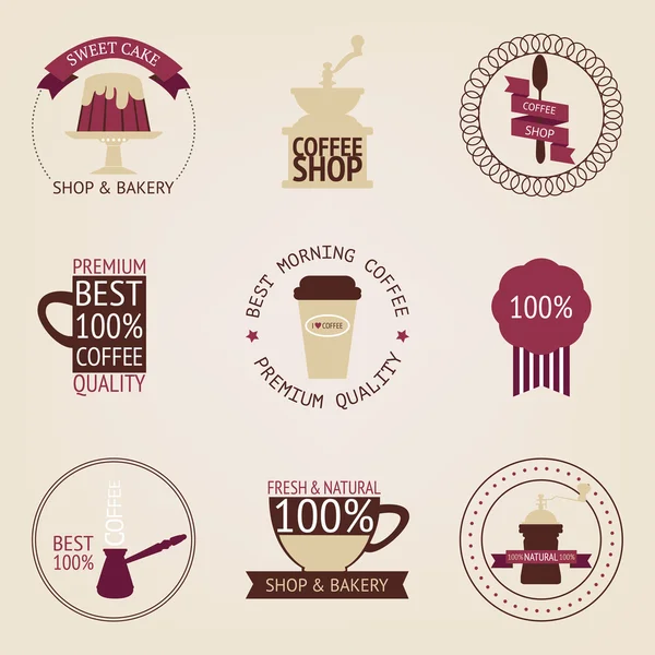 Coffee stickers — Stock Vector