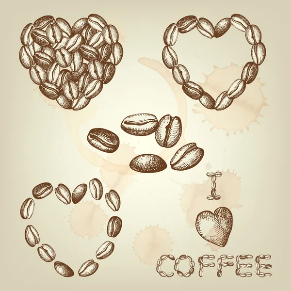 Coração de café — Vetor de Stock