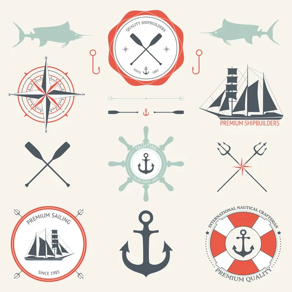 Sea signs and icons — Stock Vector