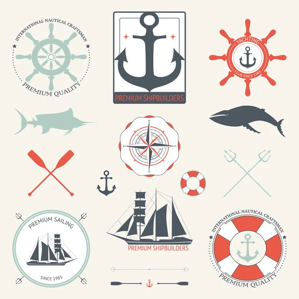 Морские знаки и ярлыки — стоковый вектор