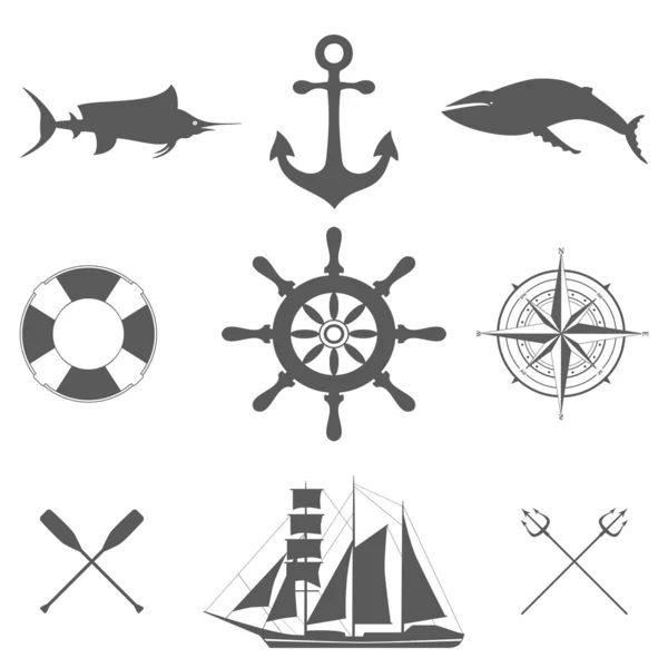 Sinais e ícones do mar — Vetor de Stock
