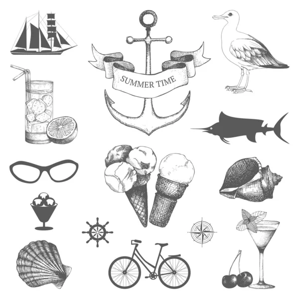 Signos e iconos del mar — Vector de stock