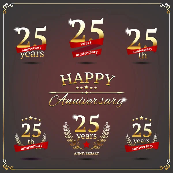 Twenty five years anniversary signs collection — Stock Vector