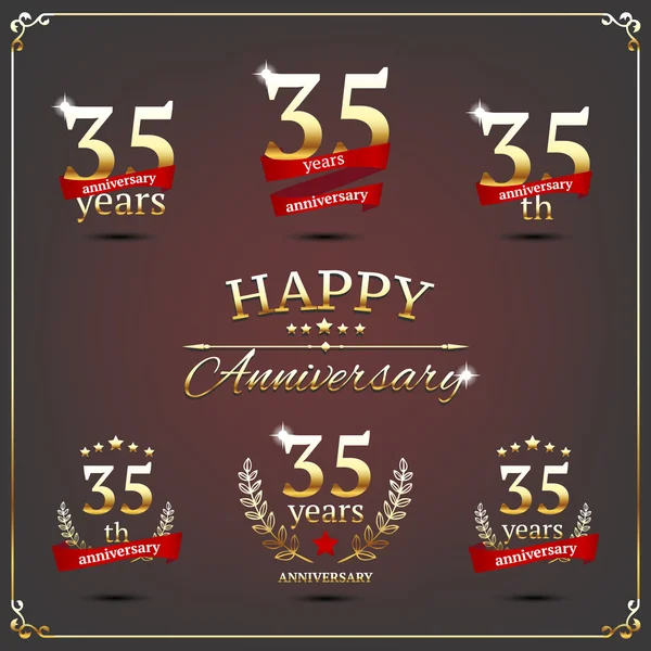 Thirty five years anniversary signs collection — Stock Vector
