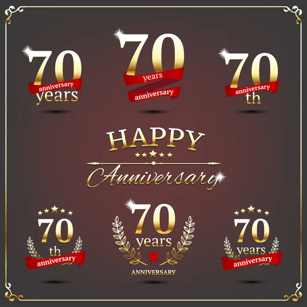 Seventy years anniversary signs collection — Stock Vector