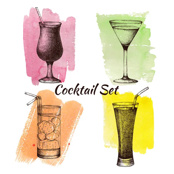 Vintage cocktails en drankjes — Stockvector