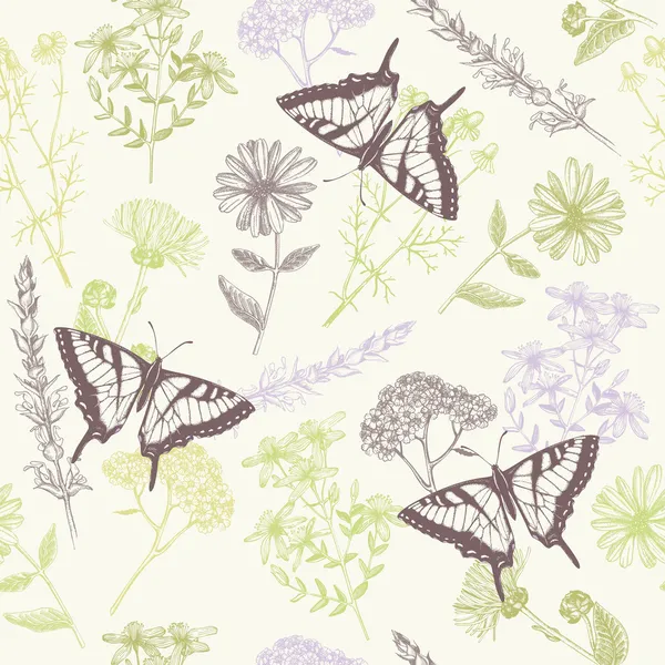 Fleurs et papillons. — Image vectorielle