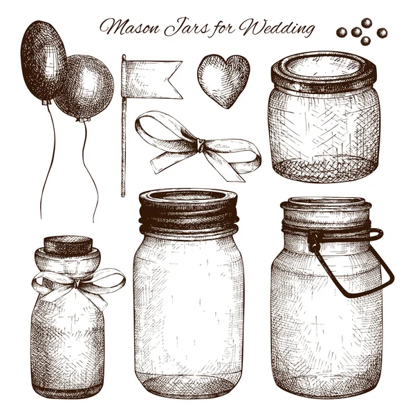 Wedding jars — Stock Vector
