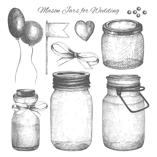 Wedding jars — Stock Vector