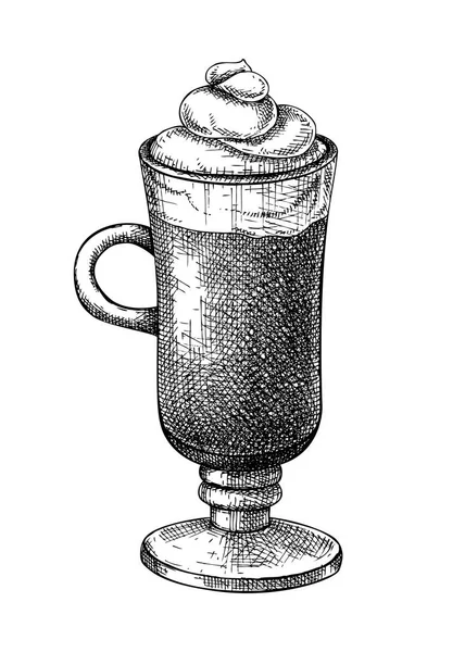 Ранкова Чашка Кави Ручна Ілюстрація Векторний Ескіз Скляної Чашки Ароматним — стоковий вектор