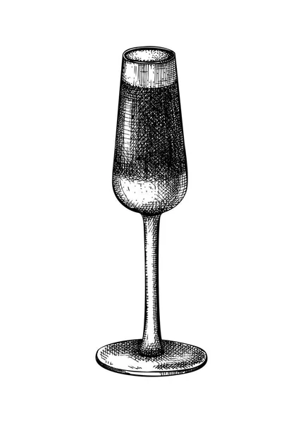 Illustrazione Del Cocktail Black Velvet Disegnata Mano Schizzo Vettoriale Bevanda — Vettoriale Stock