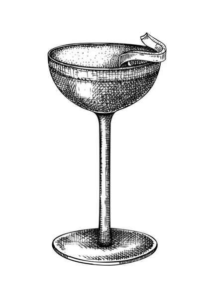 Handskizzierte Jack Rose Cocktail Illustration Vektorskizze Eines Alkoholischen Getränks Eleganten — Stockvektor