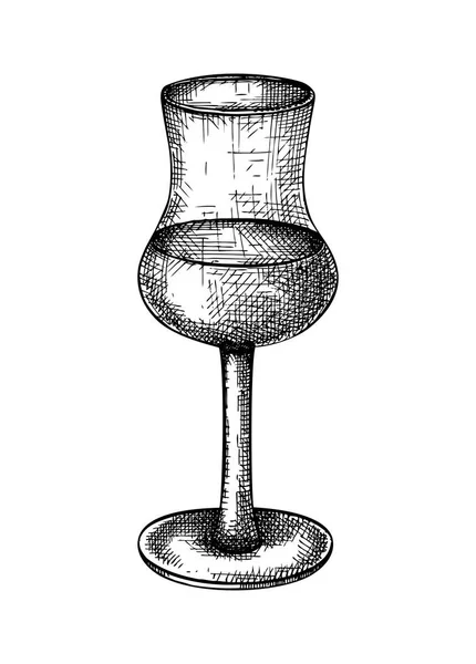 Ręcznie Szkicowana Whisky Brandy Szklana Ilustracja Rumu Szkic Wektorowy Popularnej — Wektor stockowy