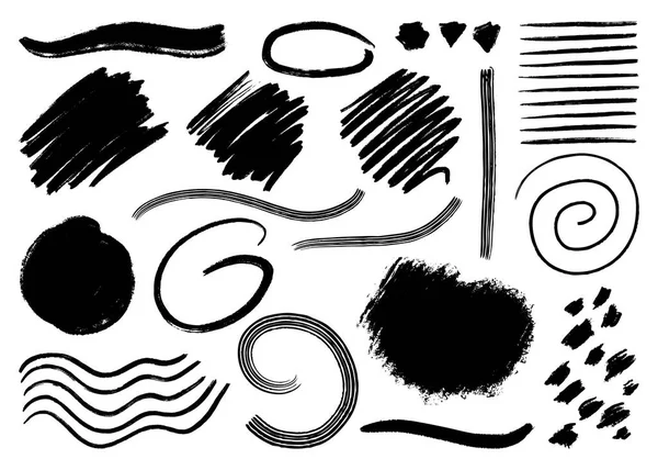 Artistic Design Elements Collection Vector Shapes Lines Brushes Waves Abstract — Stok Vektör