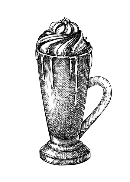 Morgen Koffiekop Schets Getekende Drank Illustratie Vector Schets Van Mok — Stockvector