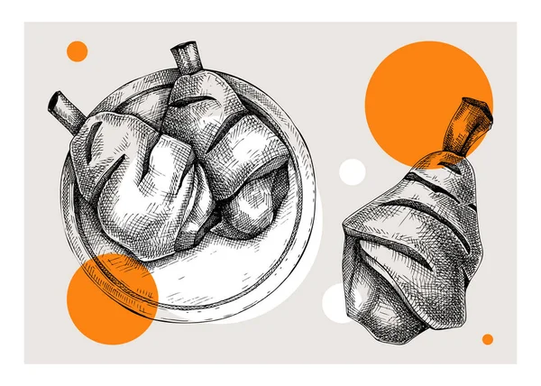 霍克时尚画图 德国食品素描 Oktoberfest菜单设计元素 为10月节手绘速食插图 传统的德国美食素描 雕刻风格的猪肉指节 — 图库矢量图片