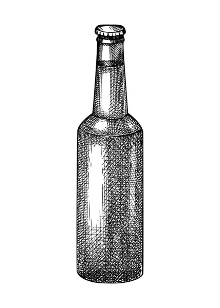 Nakreslený Obrázek Pivní Láhve Vektorový Náčrt Populární Skleněné Láhve Izolované — Stockový vektor