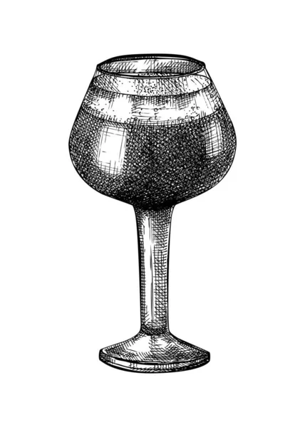 Illustration Verre Bière Noire Esquissée Croquis Vectoriel Bol Boissons Alcoolisées — Image vectorielle