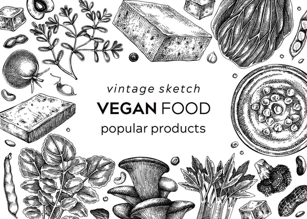 Veganistisch Voedsel Vintage Achtergrond Gezonde Voeding Banner Sjabloon Midden Oosten — Stockvector