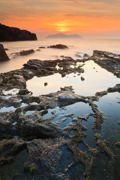 Puesta de sol en el paisaje marino Imagen de archivo