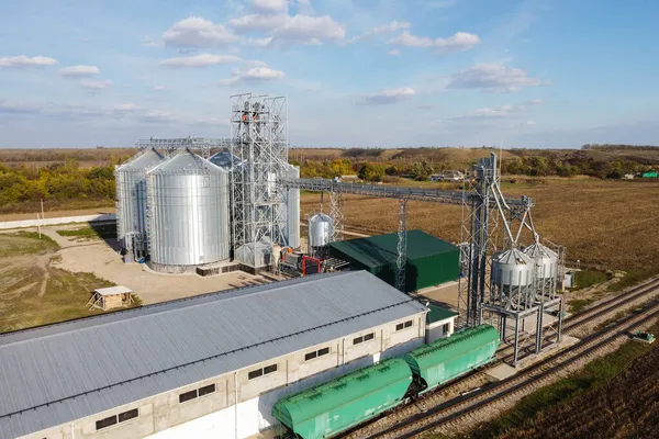 Grain storage aerial view — Stock Photo, Image