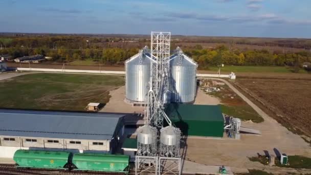 Vista aérea de almacenamiento de granos — Vídeo de stock
