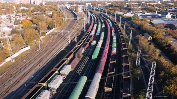 Gods togvogne på jernbane sidespor – Stock-video