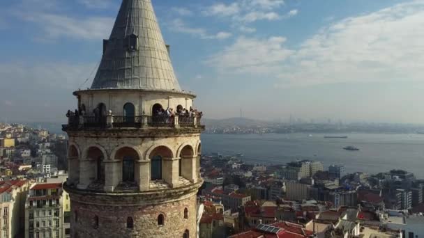 Turiști în Turnul Galata — Videoclip de stoc