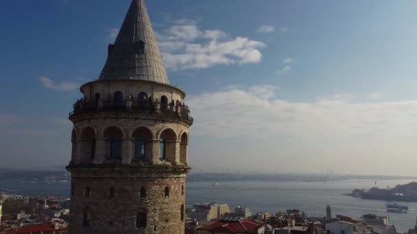 Galata Kulesi ve İstanbul 'un panoramik manzarası — Stok video