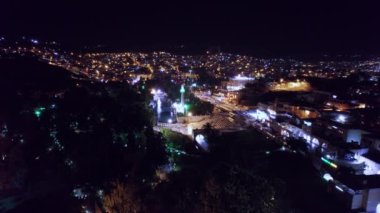 Aerial view of Balikligol, Rizvaniye Mosque and city lights in the night time. Most popular and visited places for devotees and tourists in Sanliurfa, Turkey