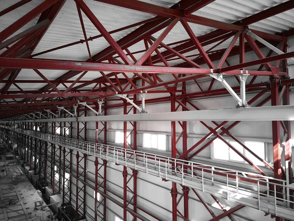 Overhead Traveling Gantry Crane Beam Maintenance Scaffoldings Truss Ceilings Industrial — Foto de Stock